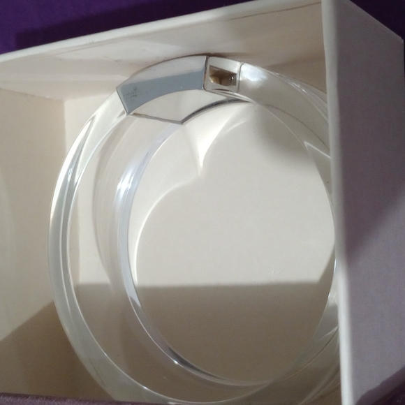 CCO | Louis Vuitton Translucent & Silver "Lv"Logo Bangle 2.5 diameter - Picture 5 of 9